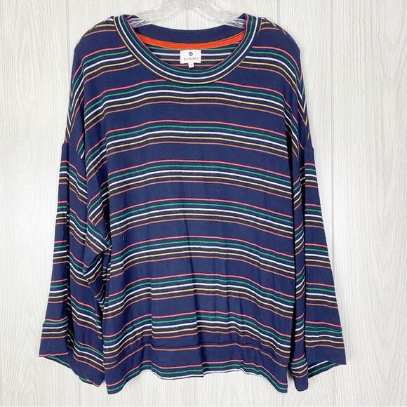Sundry | Blue & Rainbow Striped Pullover Sweater Size 3 (Large) - Picture 1 of 11